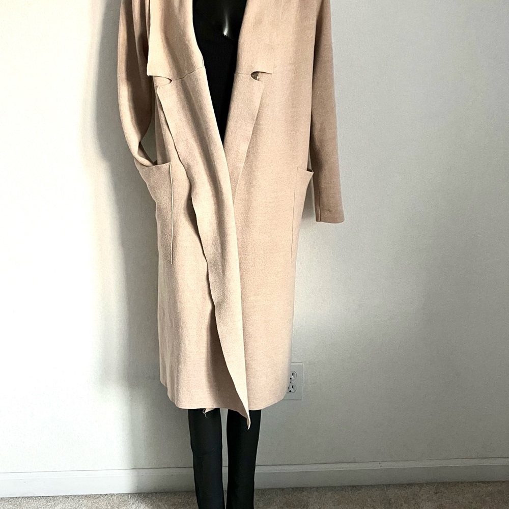 SHOWPO Longline Cardigan Sweater in TAN size SMALL/MED EUC